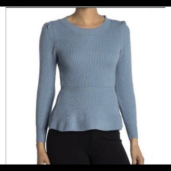 Elle | Sweaters | Elle Ribbed Peplum Sweater With Preppy Collar Nwt